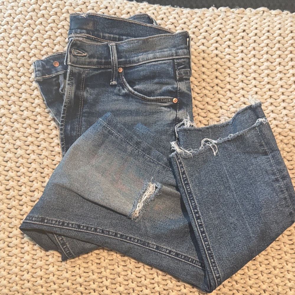 MOTHER Distressed Mid-Rise Dazzler Jeans